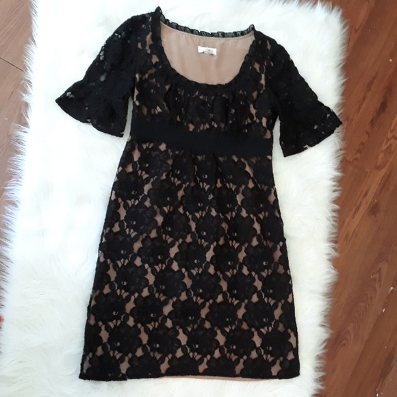 LOFT Dresses & Skirts - Beautiful Ann Taylor Loft black lace nude dress
